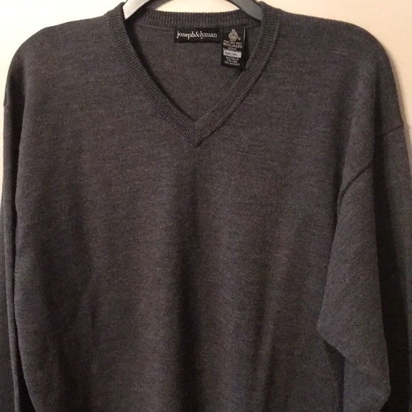 Like new, Dark Grey 💯% Wool v neck sweater - Picture 4 of 7